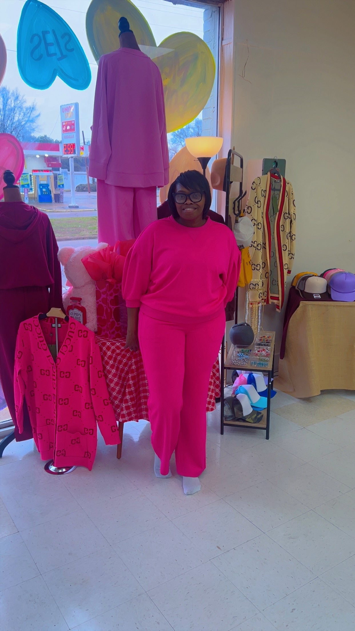 Hot Pink balloon sleeve 2pc