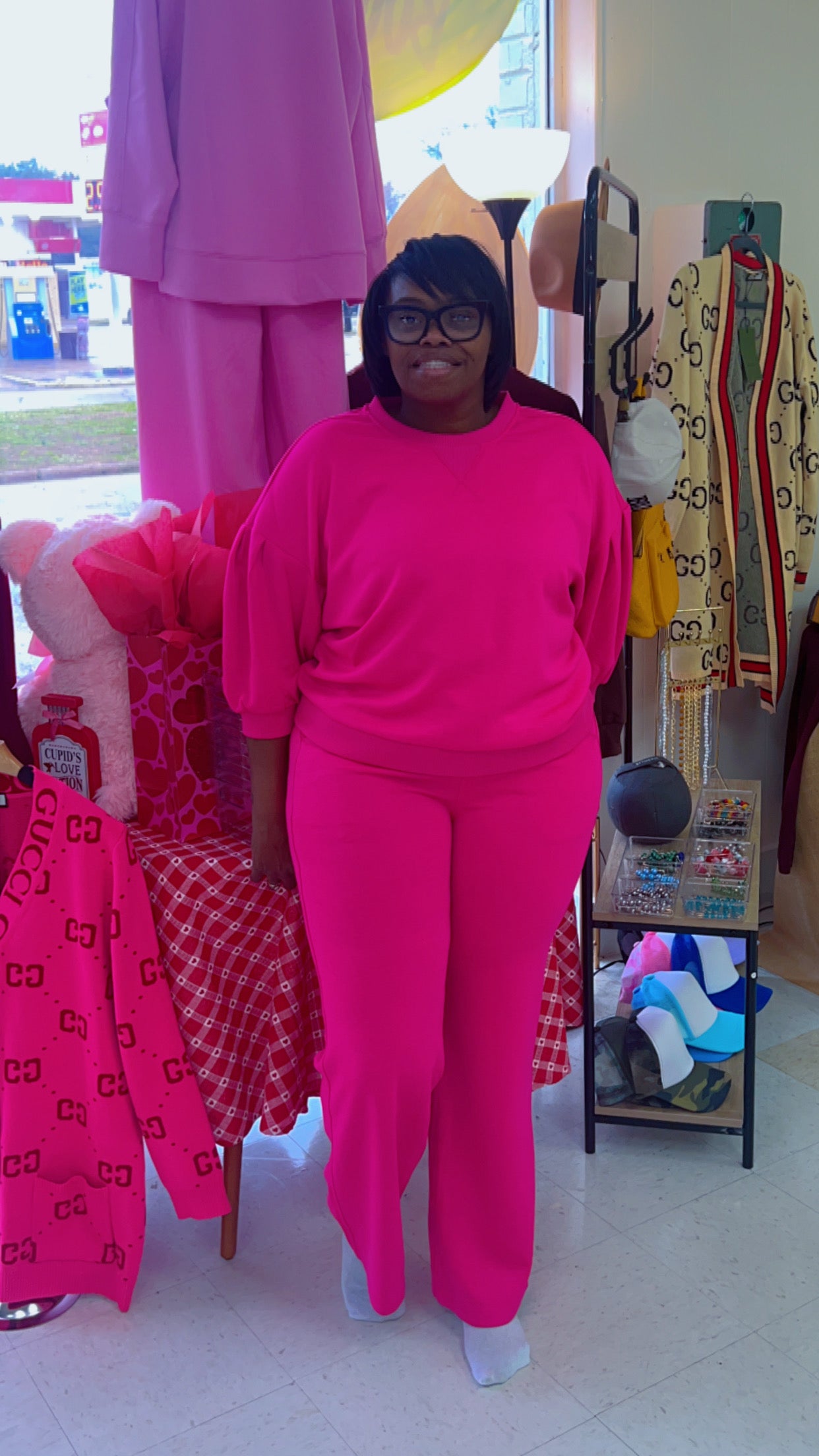 Hot Pink balloon sleeve 2pc